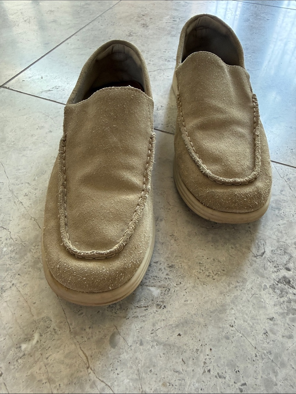 Zara Kids Beige Suede Slip-On Loafers